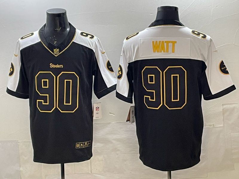 Men Nike 2025 Pittsburgh Steelers #90 Watt Black gold 3th generation Limited NFL Jersey 001->washington commanders->NFL Jersey